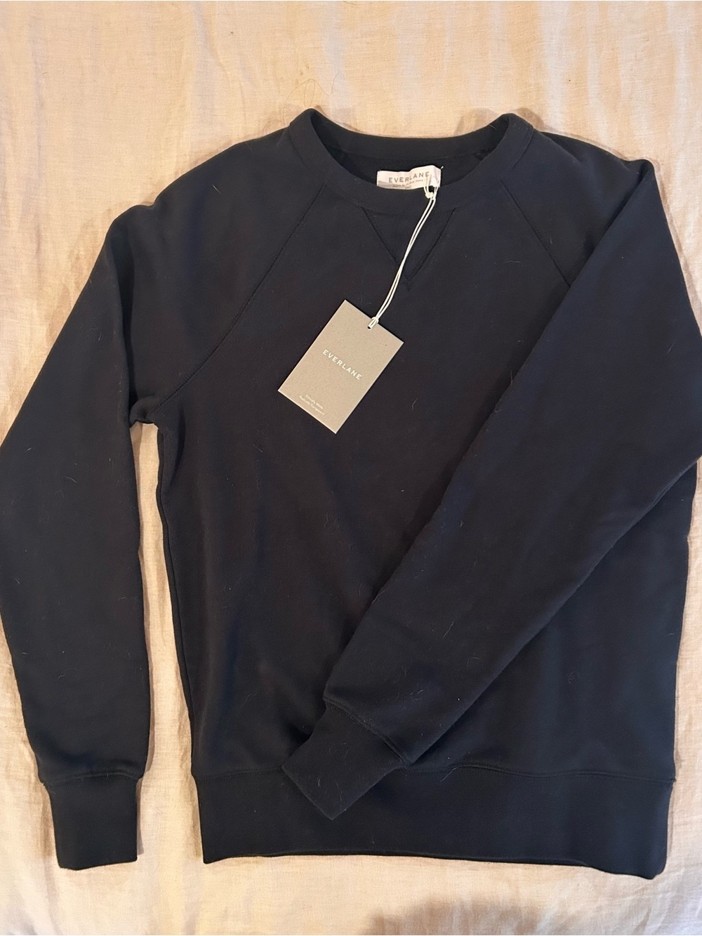 Everlane French Terry Cotton Black Crewneck Sweatshirt